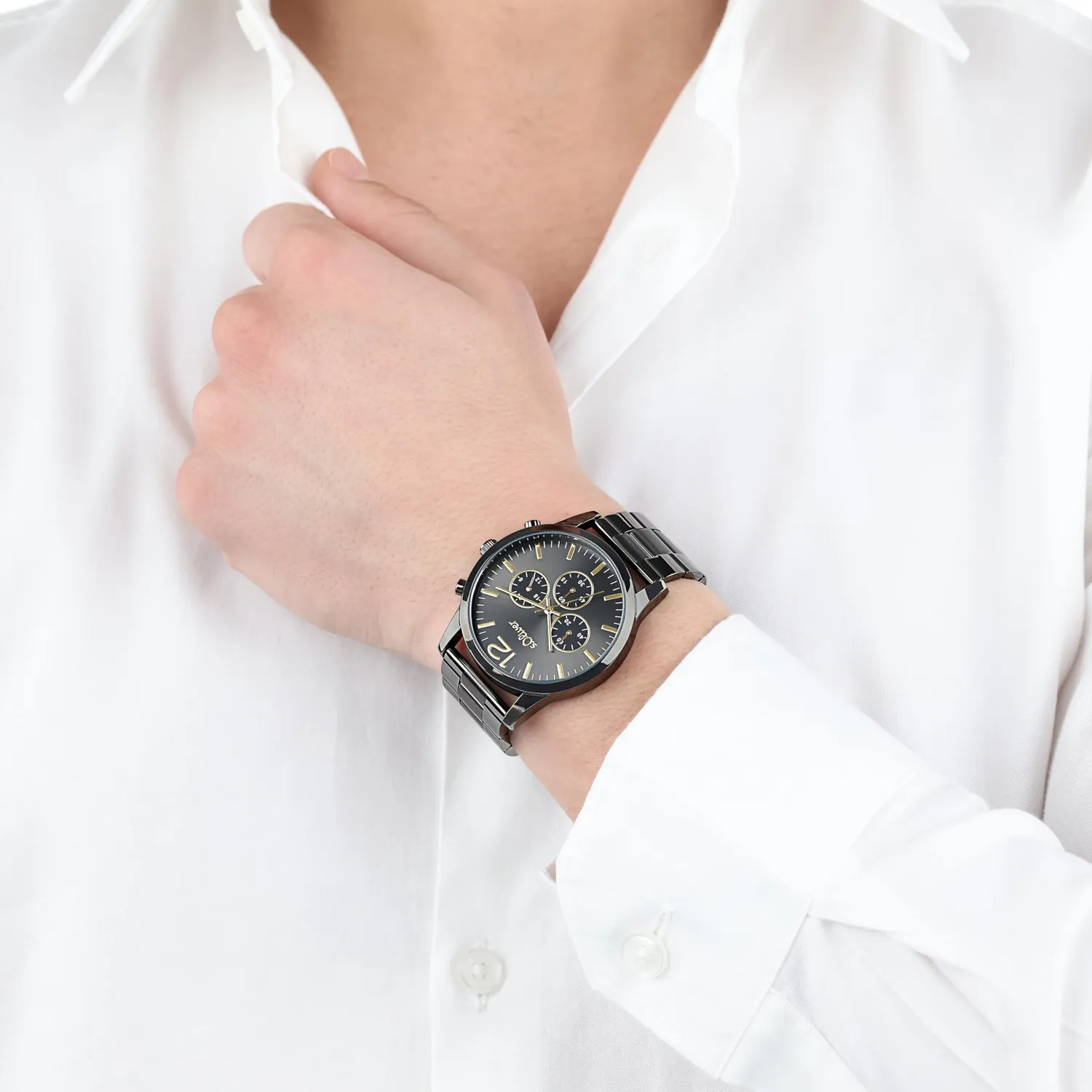 s.Oliver montre chronographe homme noir acier