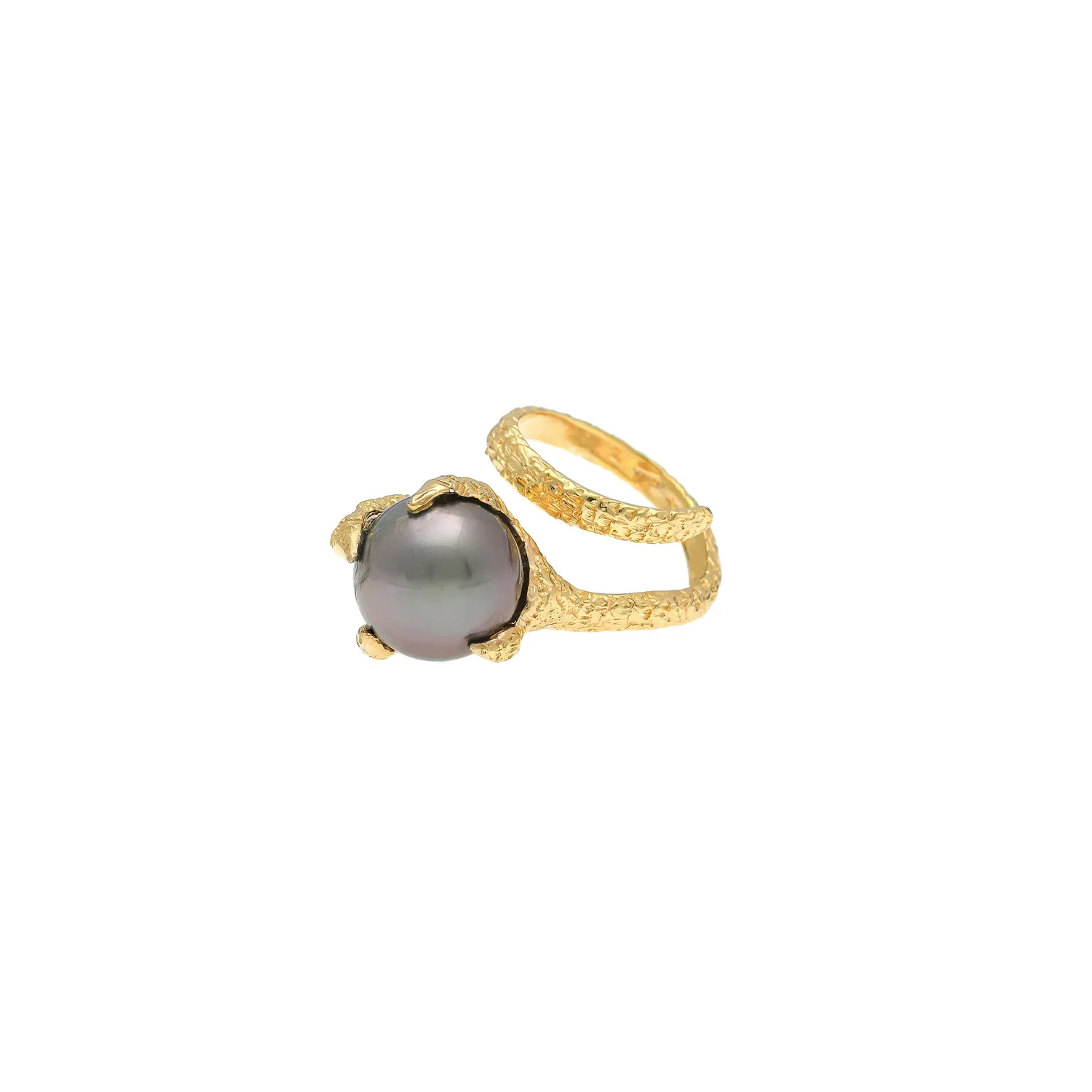 Lorella Tamberi Canal Artemis Talon Ring with Tahitian Pearl bague dorée