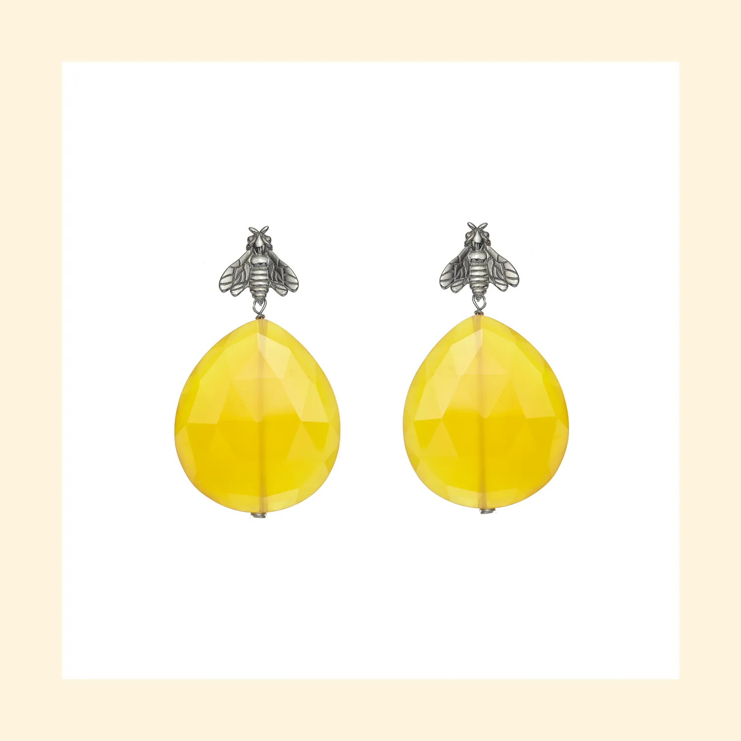 Lorella Tamberi Bee Queen boucles pendantes calcédoine