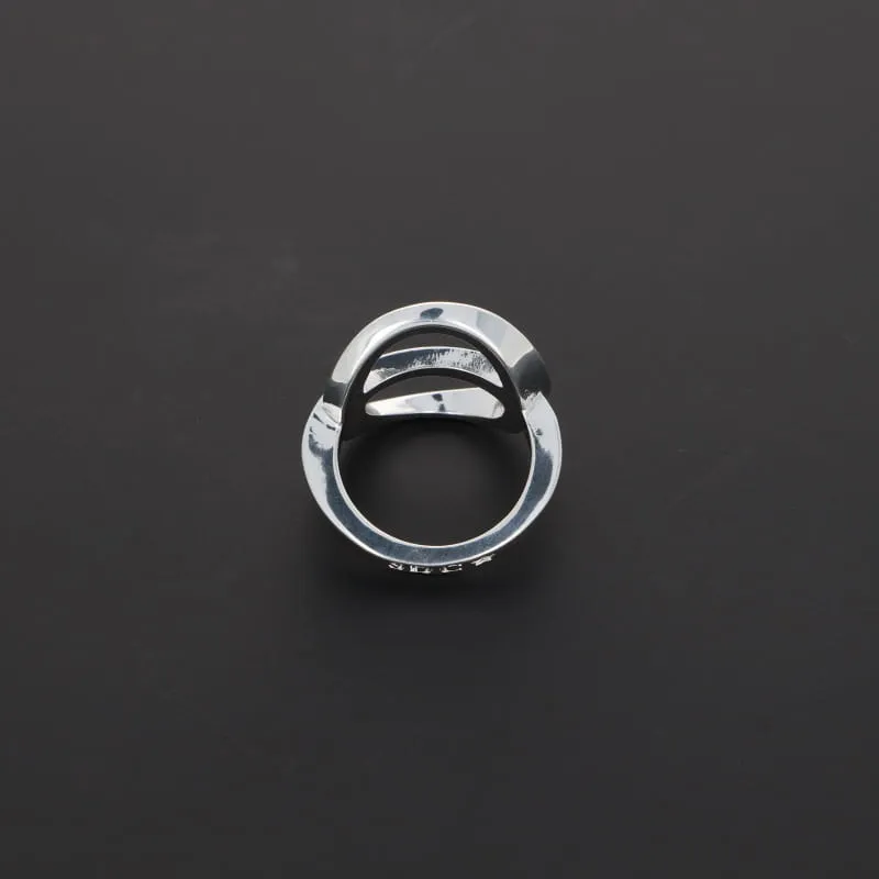 Secret de Cuir N°608 bague géométrique argentée