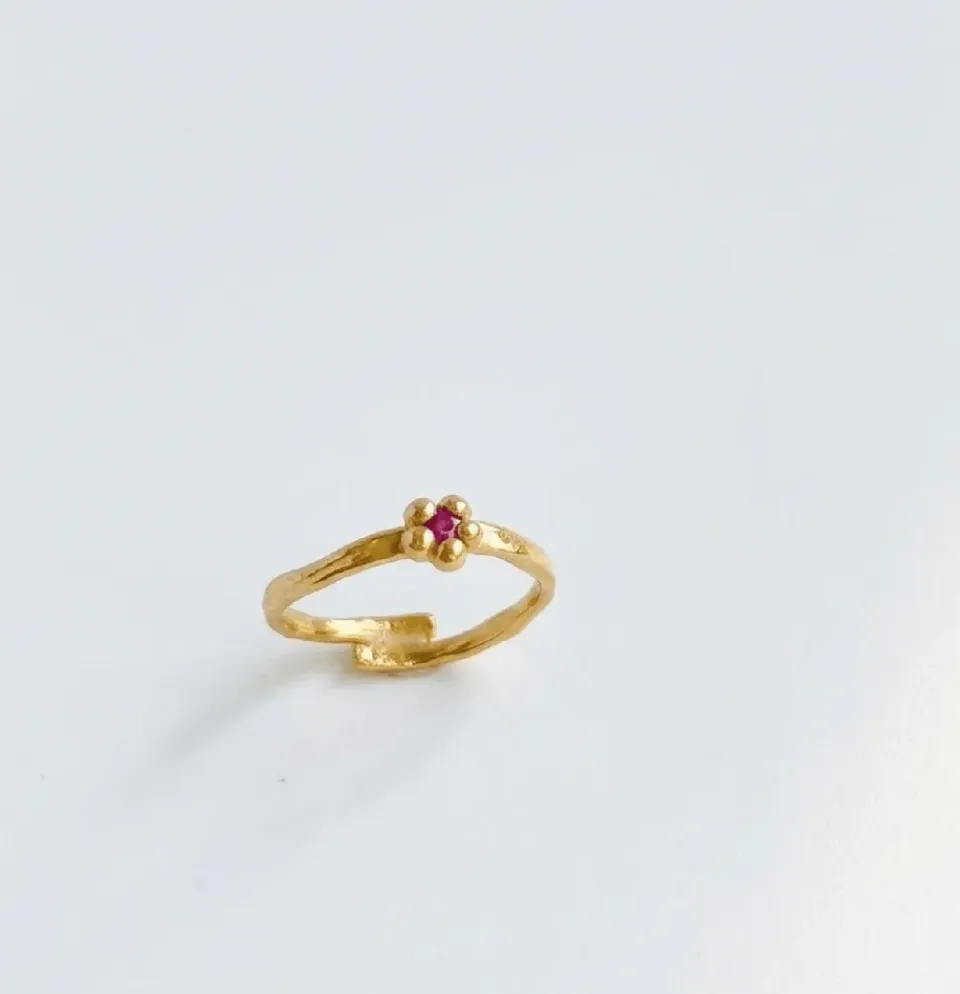 Elise Tsikis Lali bague fleur réglable rose femme
