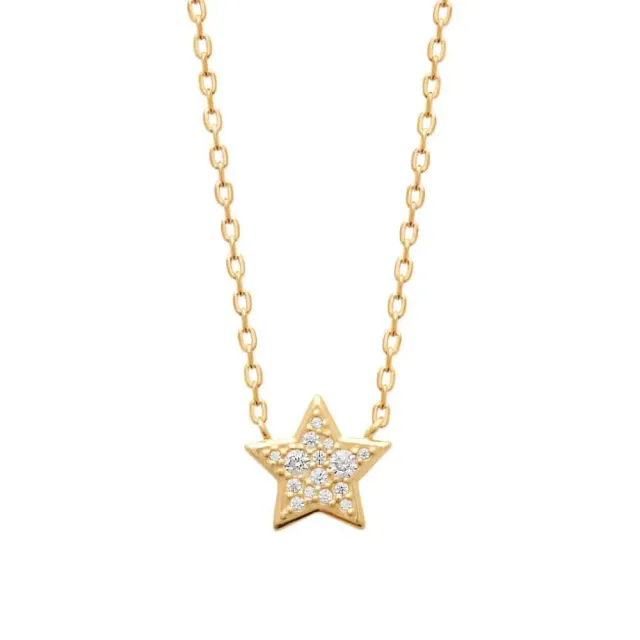 Oriana France collier étoile plaqué or pendentif zircons
