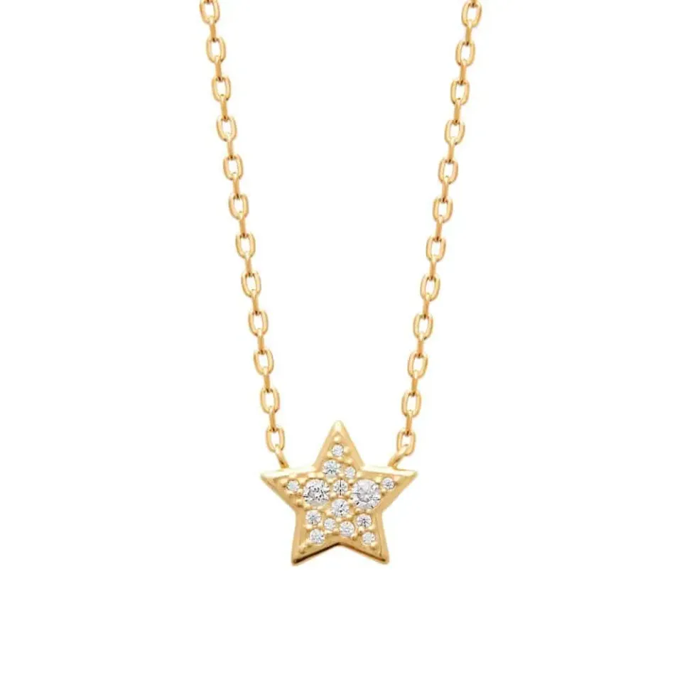 Oriana France collier étoile plaqué or pendentif zircons