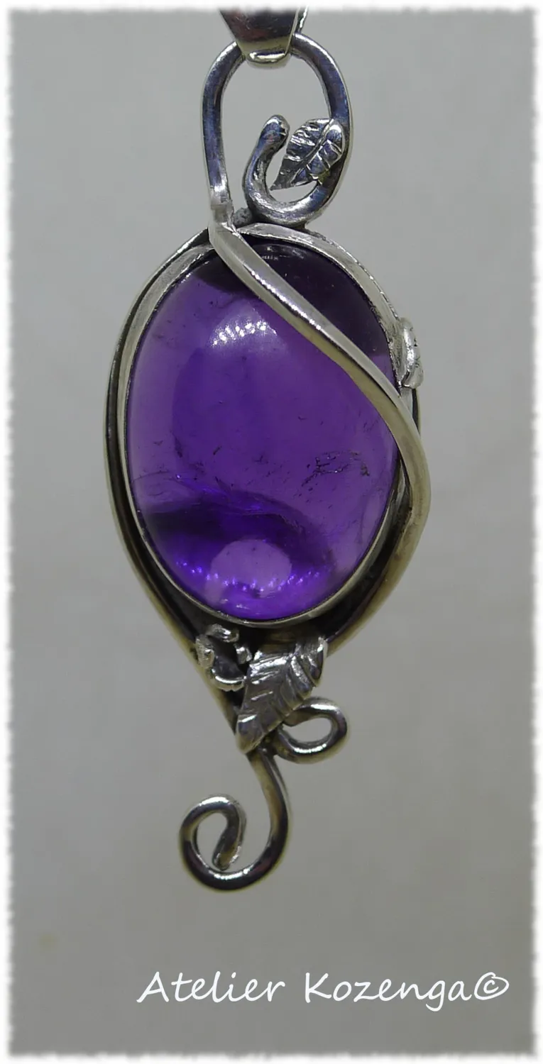 L'Atelier Kozenga Améthyste parure argent pendentif boucles