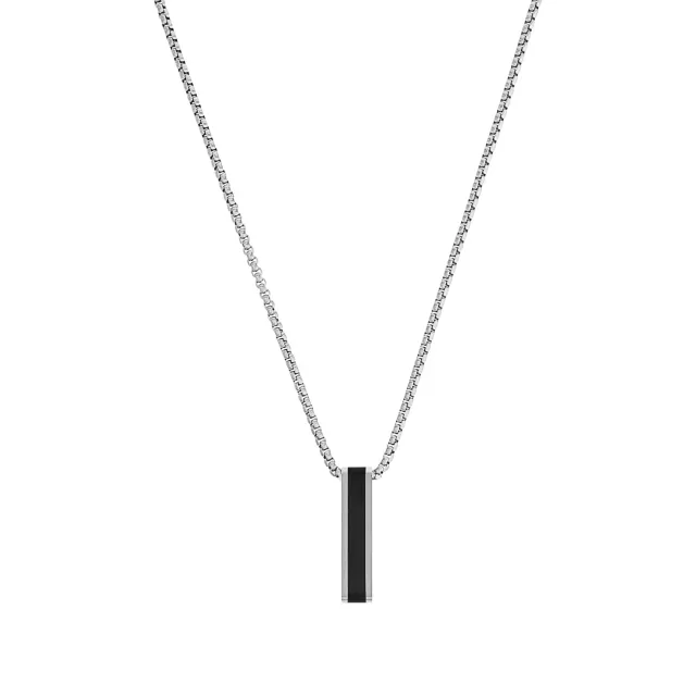 s.Oliver collier homme cuir croix argenté noir