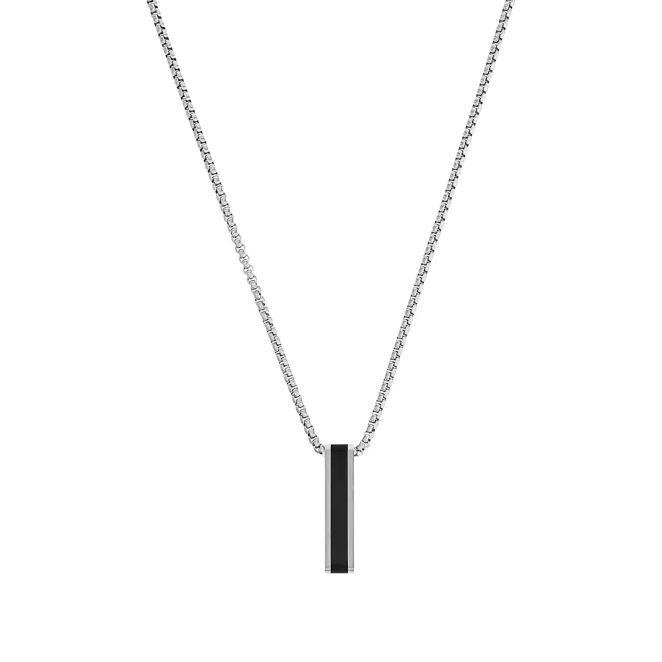 s.Oliver collier homme cuir croix argenté noir