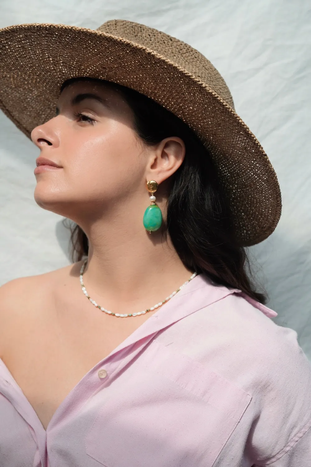 Cloralys Calypso boucles d'oreilles perles turquoise 6 cm
