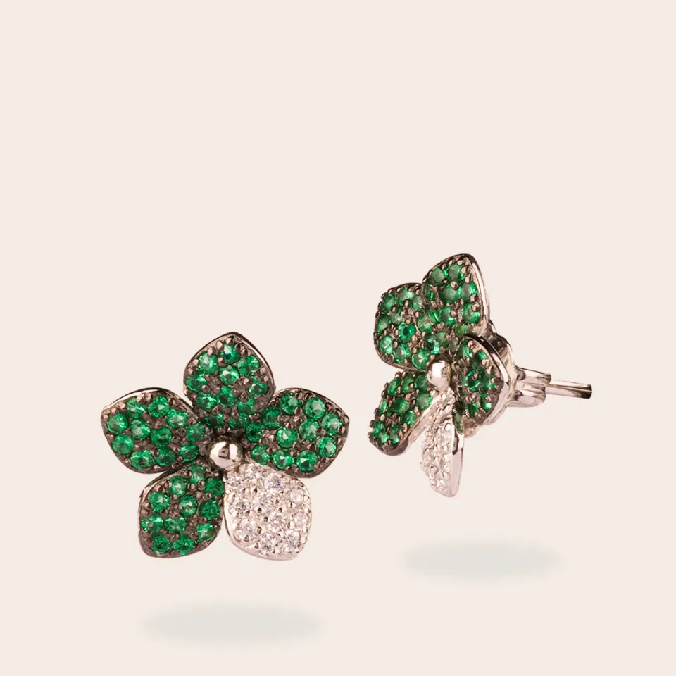 ULTIMA EDIZIONE fiore singolo pavé mini boucles d'oreilles fleur