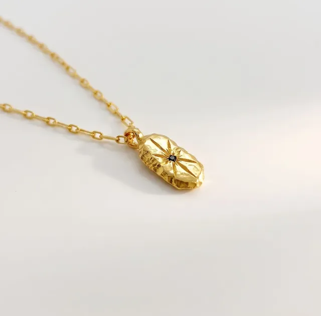 Elise Tsikis Alozia collier chaîne 50 cm zircon noir