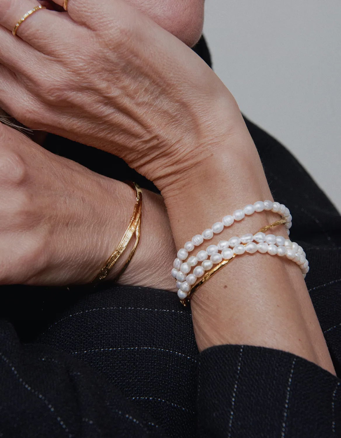 Elise Tsikis Elanci bracelet perles 3 rangs 17,5 cm