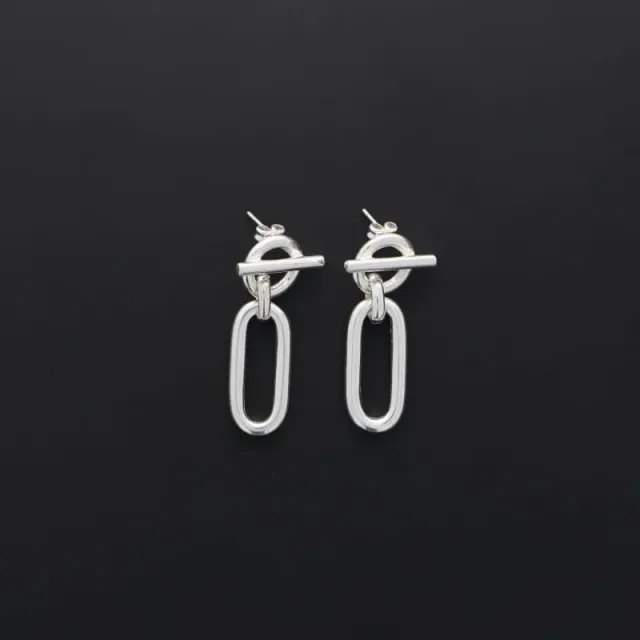 Secret de Cuir N°455 boucles oreilles rectangle argenté