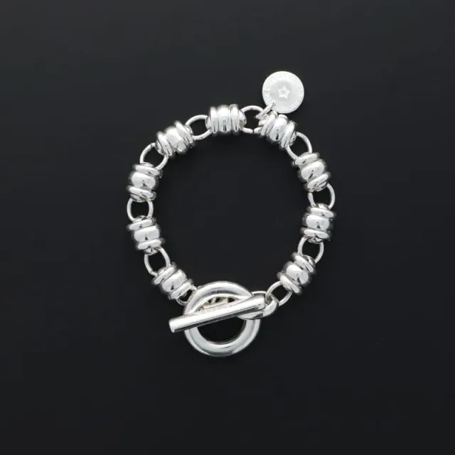 Secret de Cuir N°1414 Bracelet chenille plaqué argent