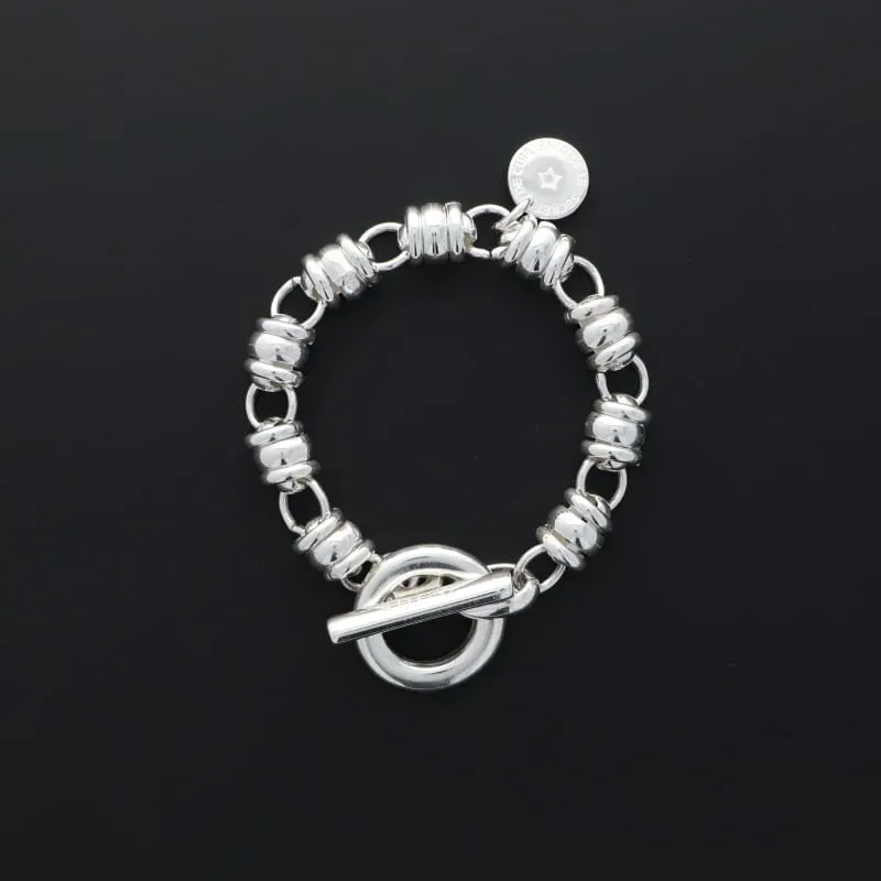 Secret de Cuir N°1414 Bracelet chenille plaqué argent