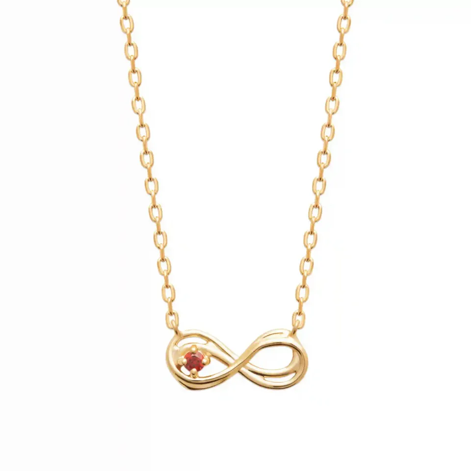 Oriana France Infini collier plaqué or pierre rouge