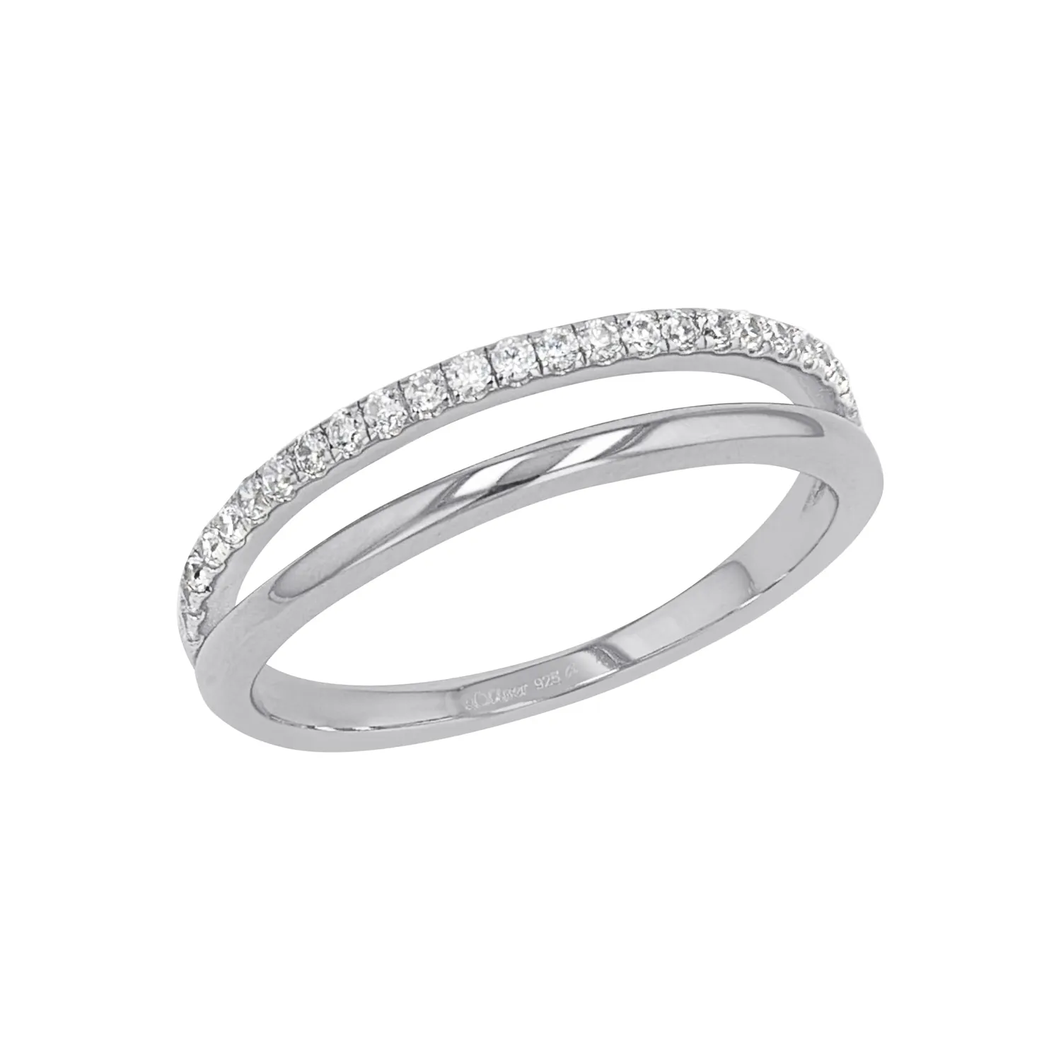 s.Oliver bague femme double rang argent 925 taille 58
