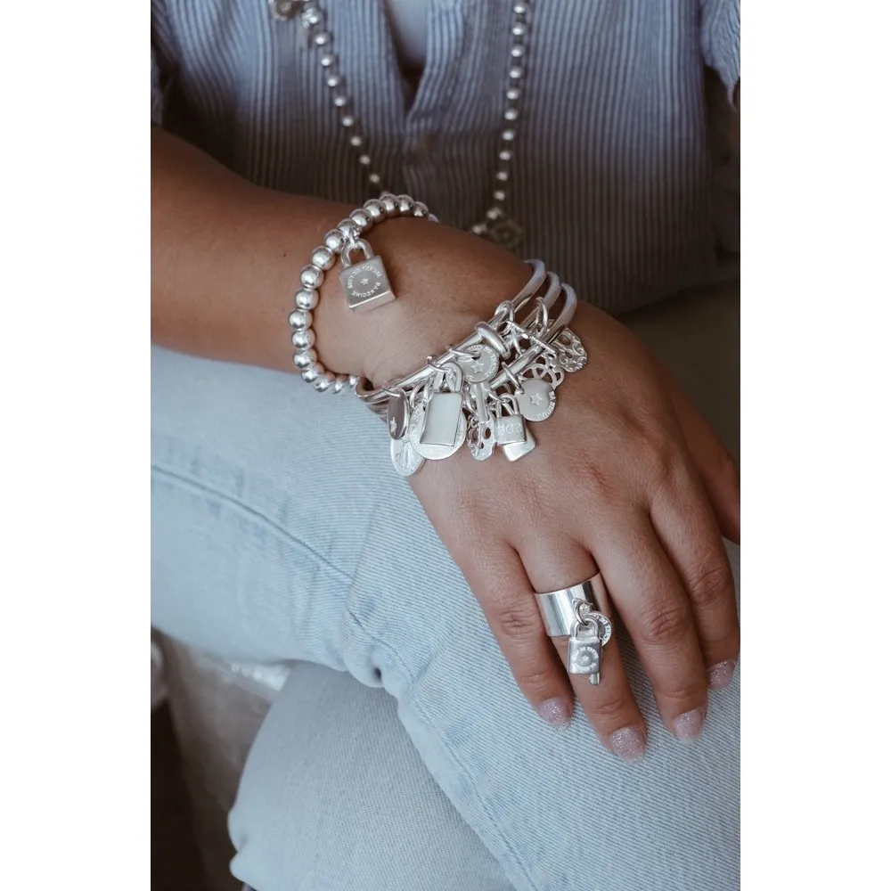 Secret de Cuir N°925 jonc plaqué argent méli-mélange