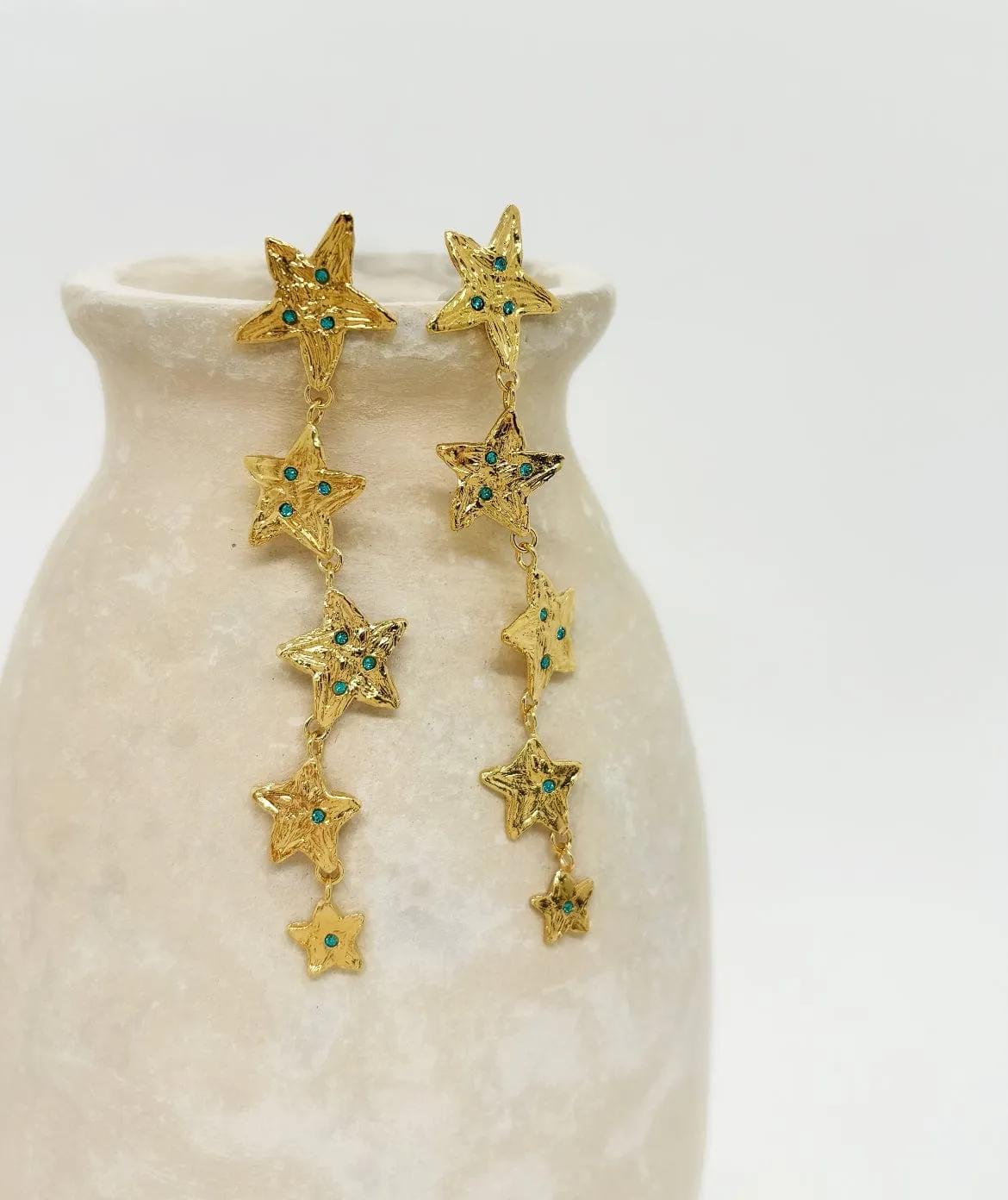 Elise Tsikis Lampasas boucles pendantes zircons 7,5 cm
