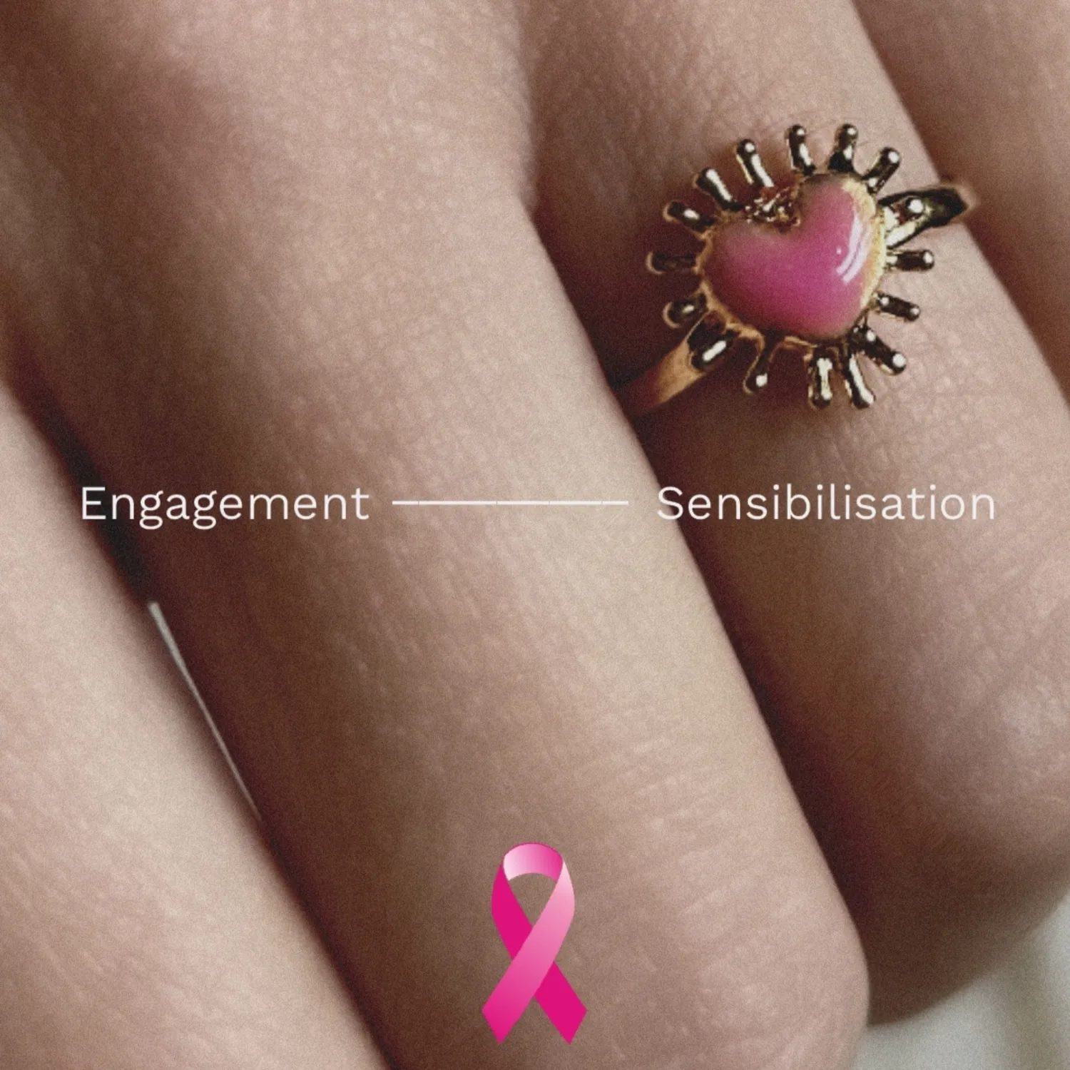 Elise Tsikis Octobre Rose Santissima bague coeur rose