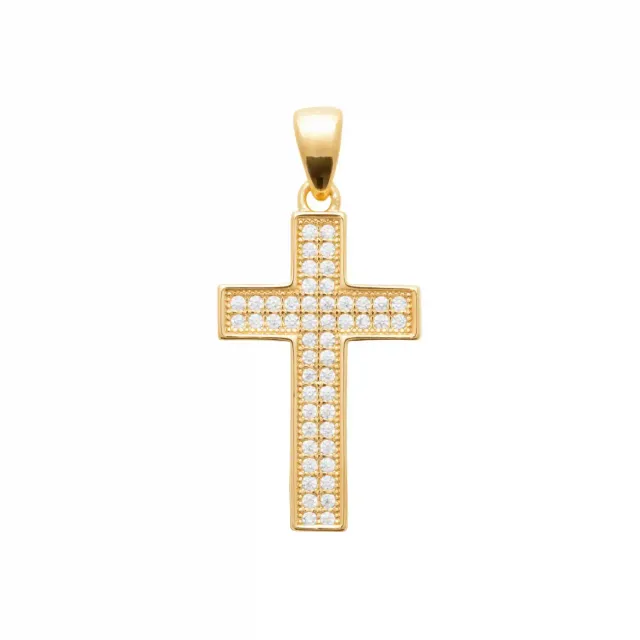 Oriana France Croix pendentif plaqué or strass