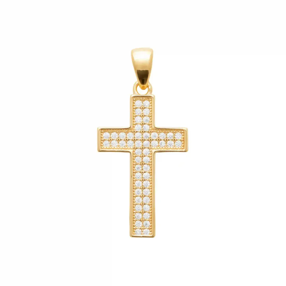 Oriana France Croix pendentif plaqué or strass
