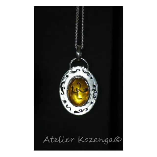L'Atelier Kozenga pendentif Ambré ambre 14x10mm argent 950
