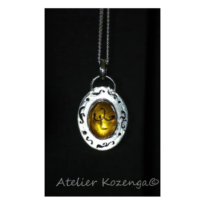 L'Atelier Kozenga pendentif Ambré ambre 14x10mm argent 950