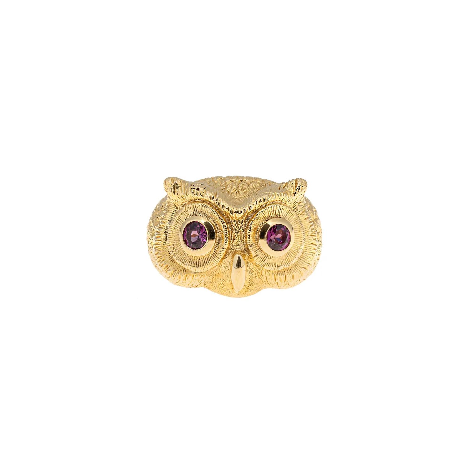 Lorella Tamberi Canal Artemis chouette bague dorée rhodolite
