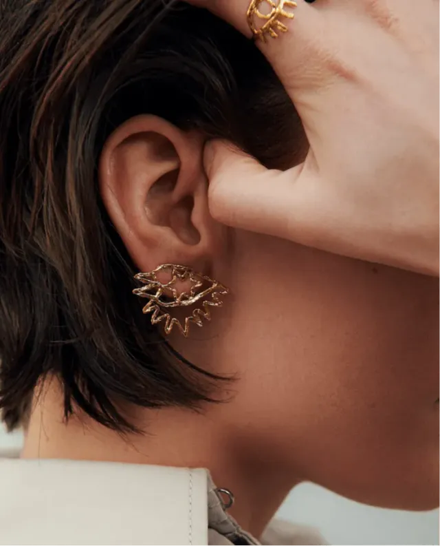 Elise Tsikis Santeria boucles d'oreilles dorées cœur étoile