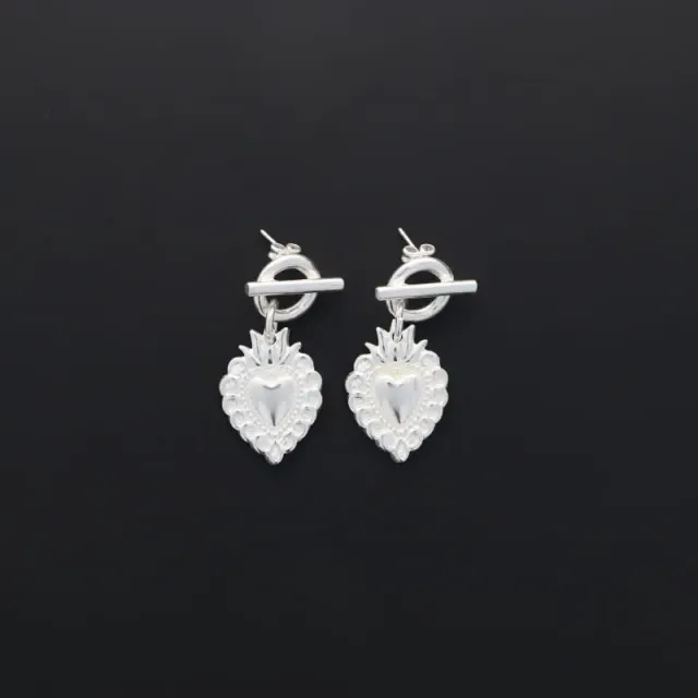 Secret de Cuir N°1320 boucles ex-voto cœur plaqué argent