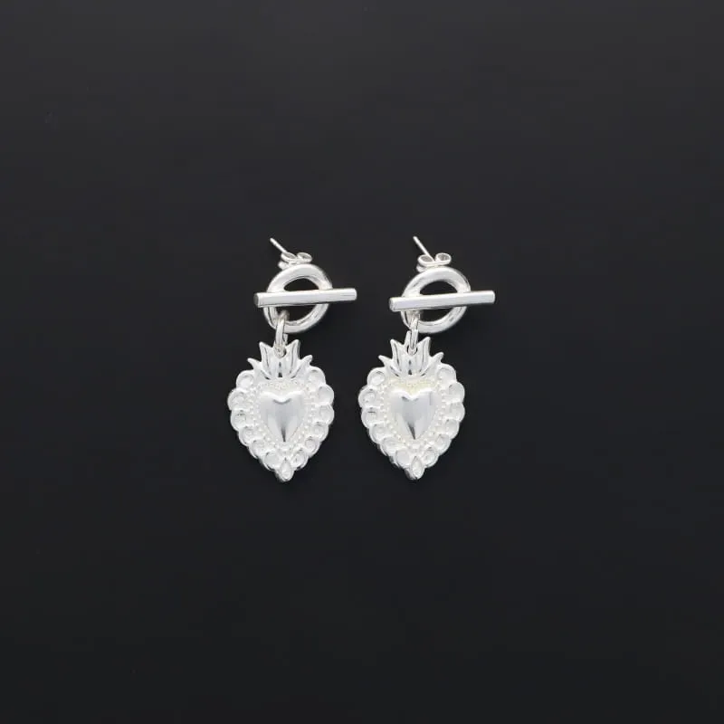 Secret de Cuir N°1320 boucles ex-voto cœur plaqué argent
