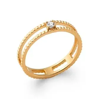 Oriana France Solitaire bague plaqué or double anneau