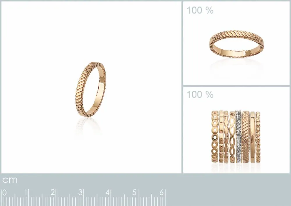 Oriana France bague fine striée plaqué or doré
