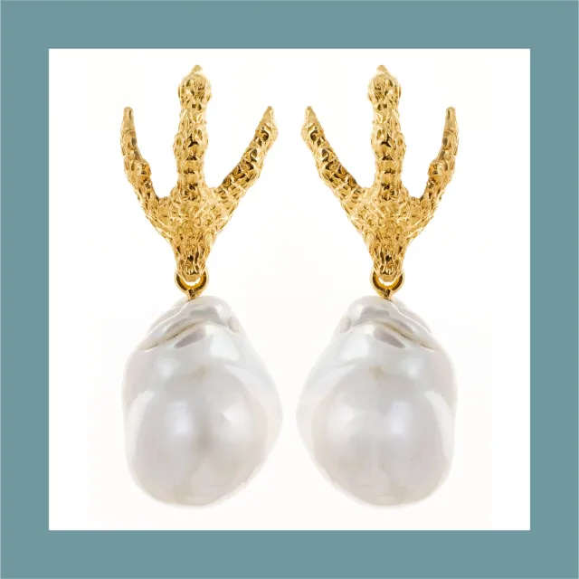 Lorella Tamberi Artemis Talon boucles d'oreilles perle baroque