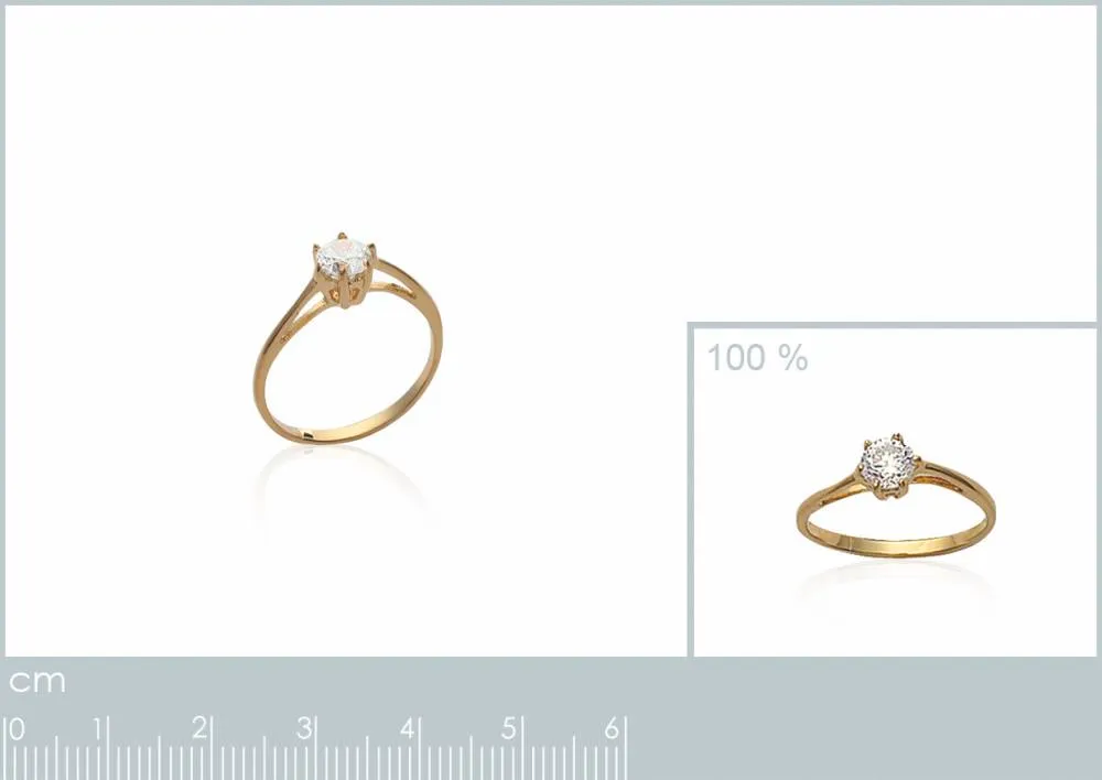 Oriana France bague solitaire plaqué or zircon blanc