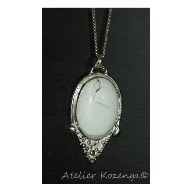 L'Atelier Kozenga Flocons pendentif argent howlite