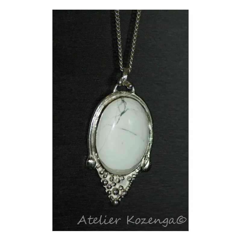 L'Atelier Kozenga Flocons pendentif argent howlite