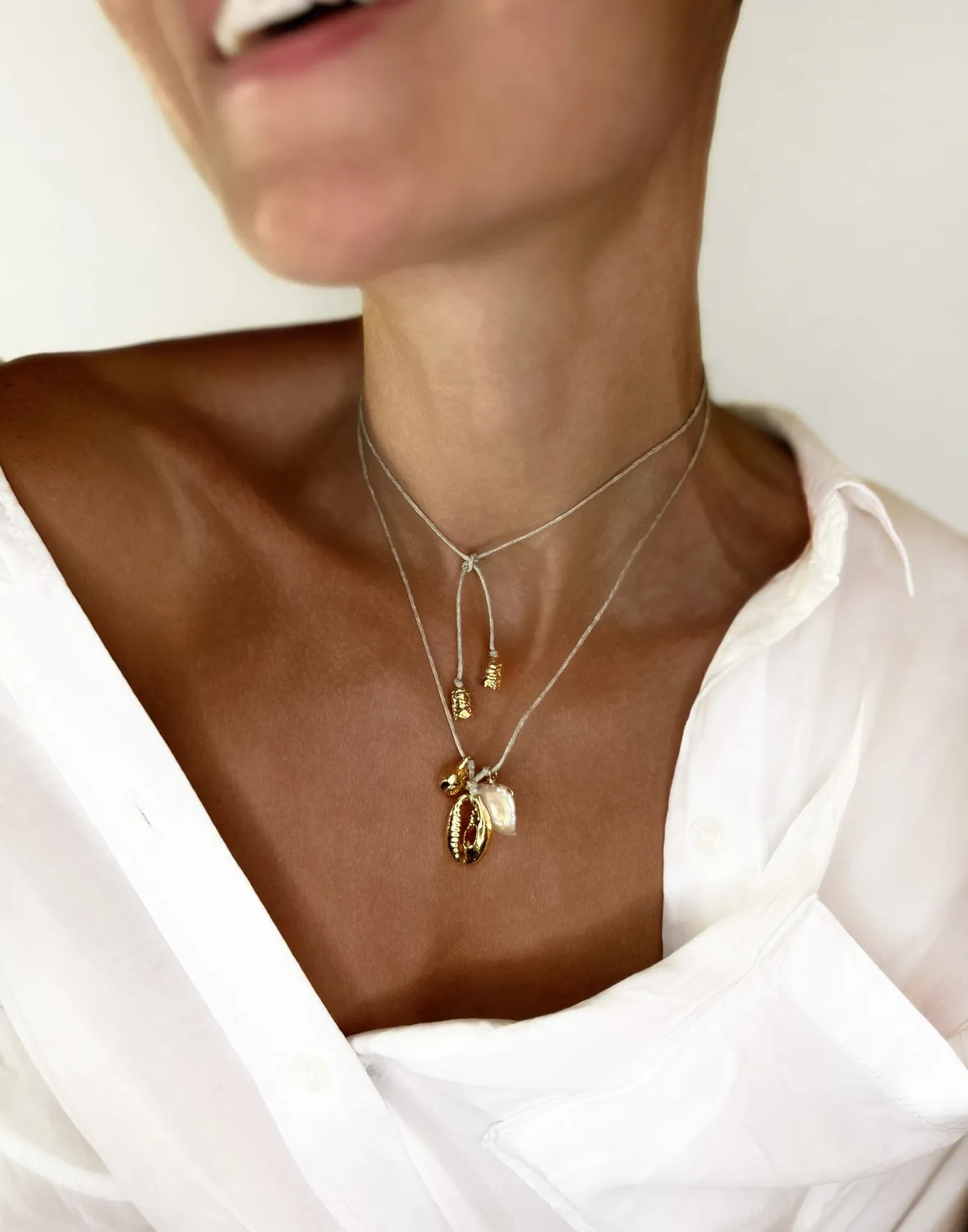 Elise Tsikis Mystras collier perle culture coton