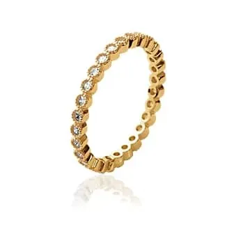 Oriana France bague fine microsertie zircons plaqué or
