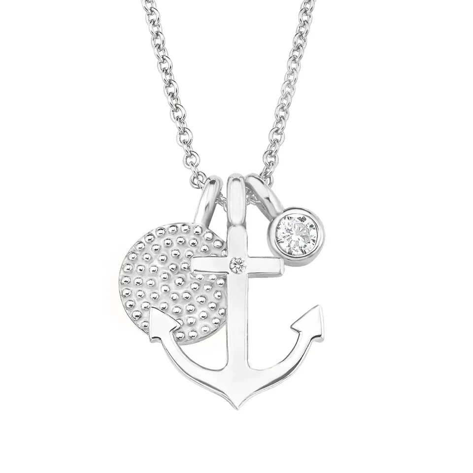 s.Oliver Collier Femme Argent 925 Ancre Zircone