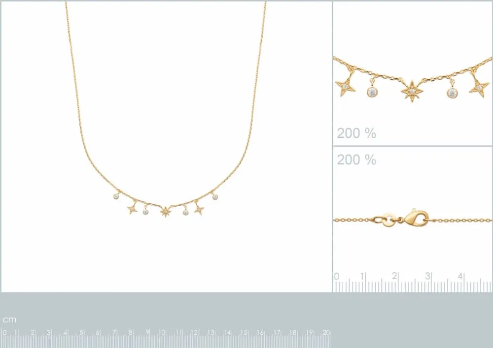 Oriana France collier breloque étoiles plaqué or zircons