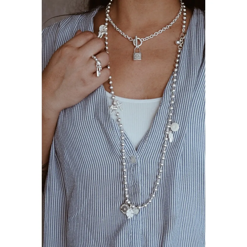 Secret de Cuir N°1032 sautoir perles 3 en 1 plaqué argent