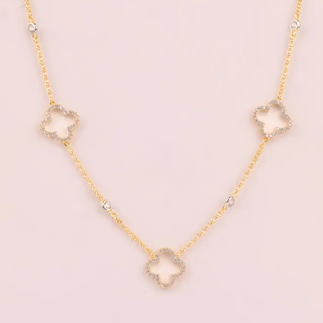 ULTIMA EDIZIONE fleurs stylisées collier zircons