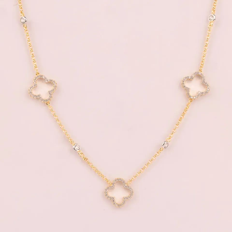ULTIMA EDIZIONE fleurs stylisées collier zircons