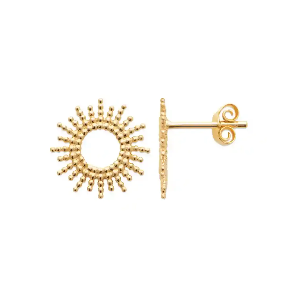 Oriana France soleil ajouré clous oreilles plaqué or 18 carats
