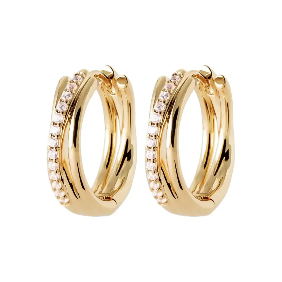 Oriana France Créoles boucles d’oreilles plaqué or strass