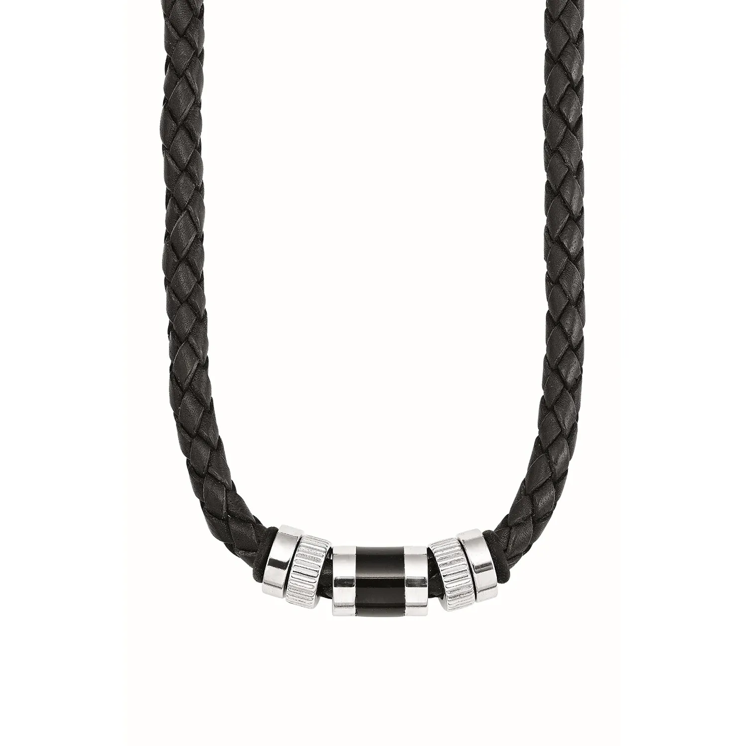 s.Oliver Collier homme cuir acier gris noir