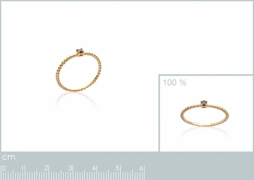 Oriana France bague fine zircon noir plaqué or