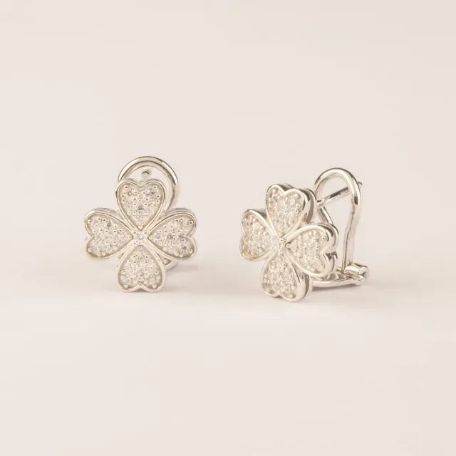 Ultima Edizione puces trèfle pavé zircons blancs