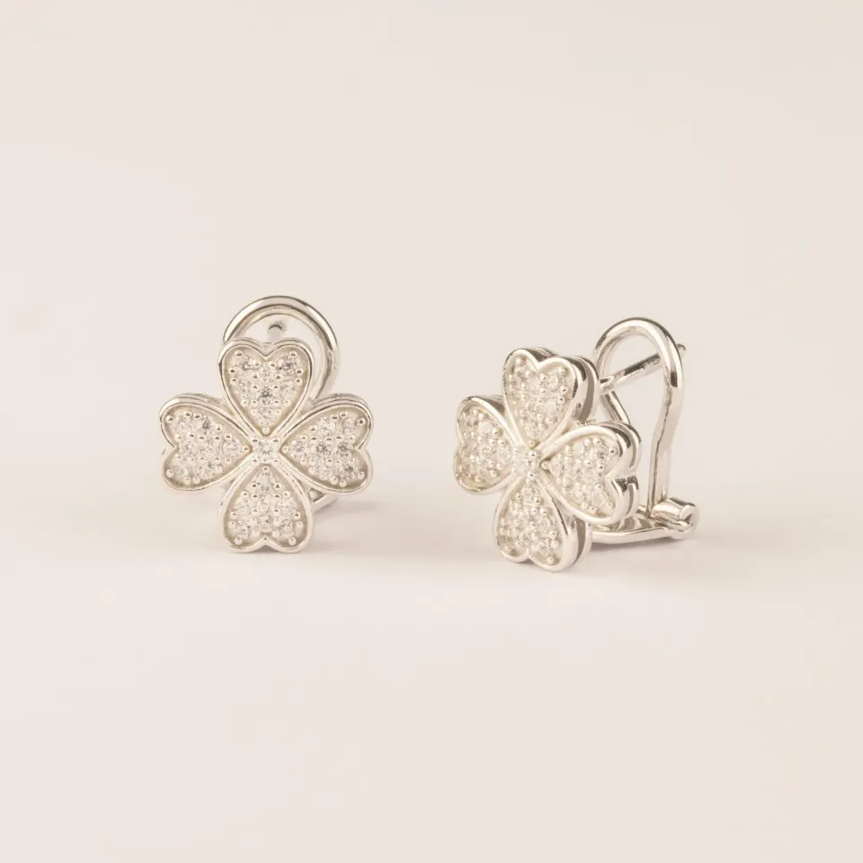 Ultima Edizione puces trèfle pavé zircons blancs