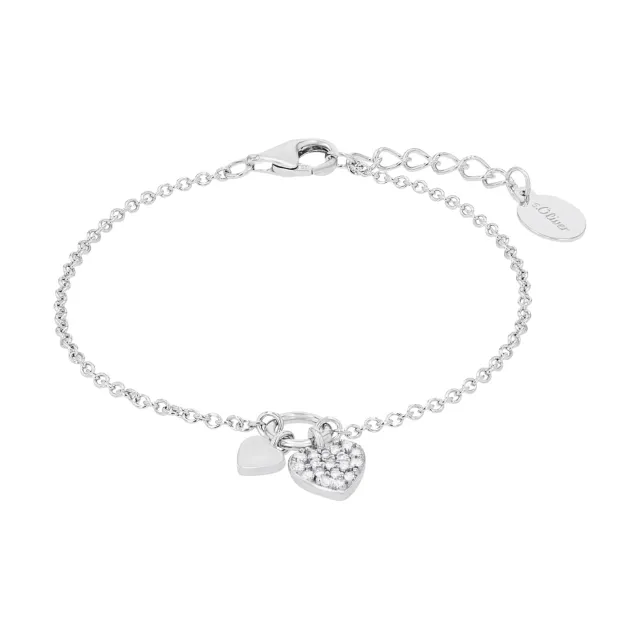 s.Oliver Bracelet Fille Argent 925 Cœur Blanc